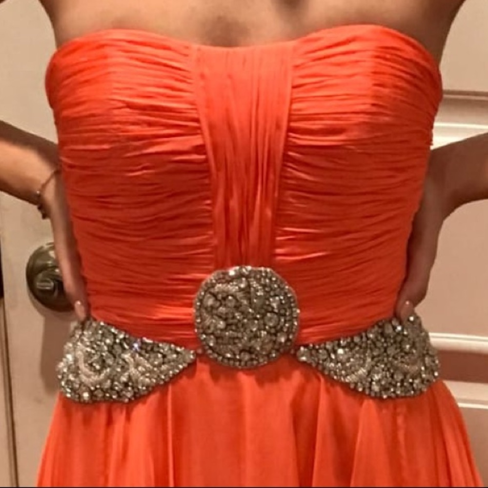 Strapless Coral Princess Gown